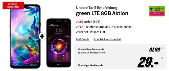 🔥LG G8X Thinq (DualScreen) & LG X für 29€ mit Telekom Allnet Flat mit 8GB LTE für 31,99€ mtl.   effektiv fetter Gewinn