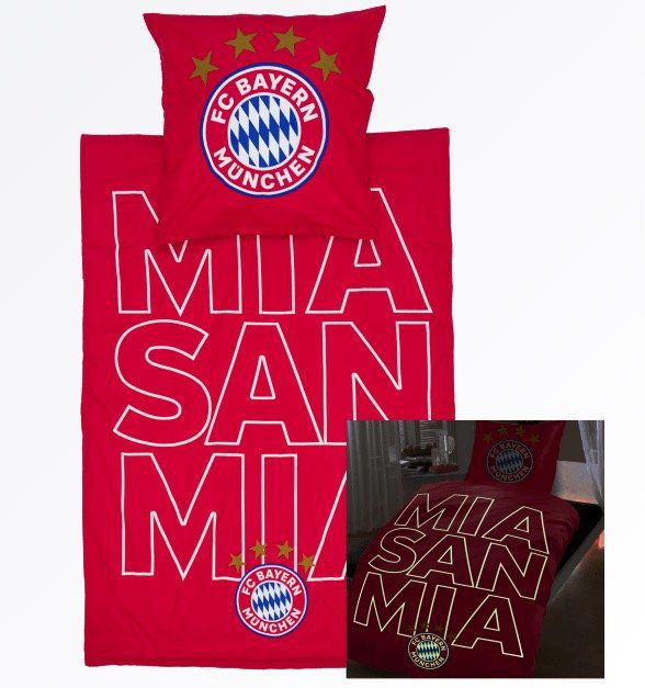 FC Bayern Bettwäsche mit leuchtendem mia san mia Schriftzug für 29,95€ (statt 44€)