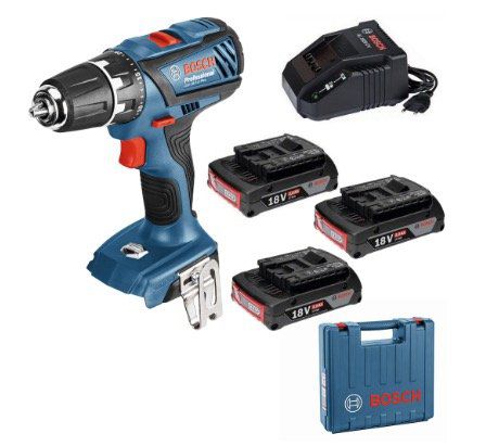 Bosch GSR 18 2 LI Plus Akku Bohrschrauber mit 3x 2.0Ah + Kof­fer für 149€ (statt 170€)