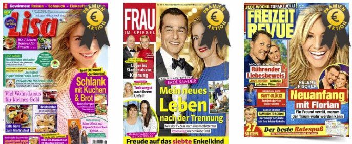 Frauen Magazine stark reduziert   z.B. 1 Jahr die aktuelle für 109,40€ + bis 105€ Gutschein