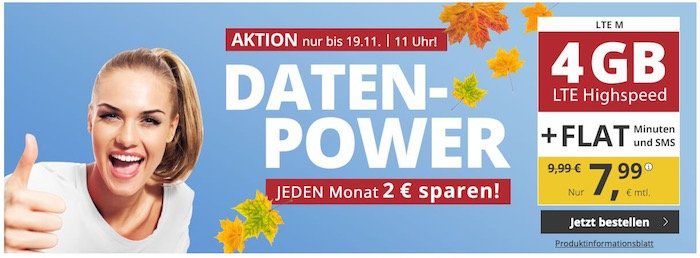 o2 Flat von PremiumSIM mit 4GB LTE für 7,99€ mtl. (statt 9,99€)   kein Anschlussgebühr bei monatlich kündbar