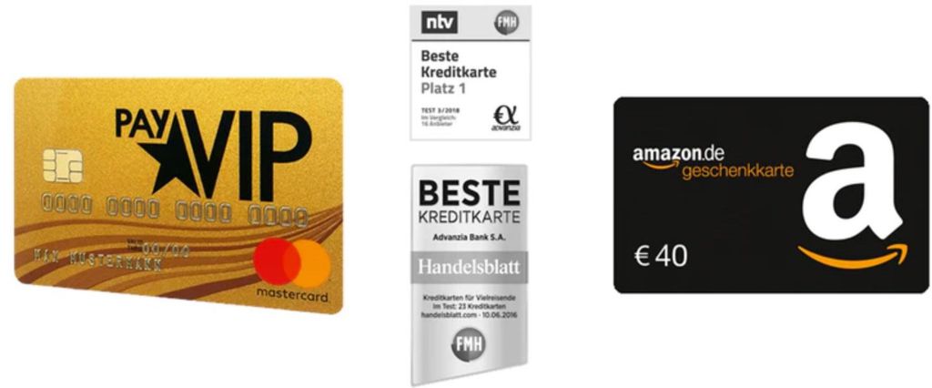 Letzter Tag! 🔥 PayVIP Mastercard Gold (dauerhaft gebührenfrei) + 40€ Amazon Gutschein