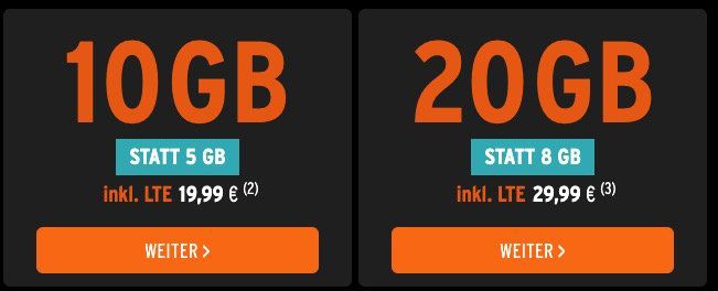 Vodafone Allnet Flat mit 10GB LTE für 19,99€ mtl. bei Fyve und otelo