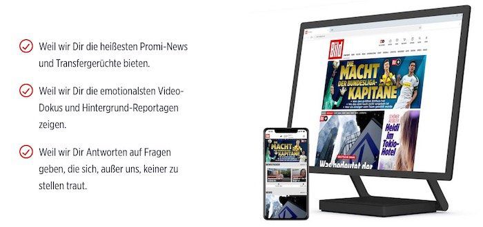 Geht noch: BILDplus Digital Jahresabo bei BILD für 35,88€ (statt 80€)   oder mit iPad 10.2 für 17,99€ mtl.