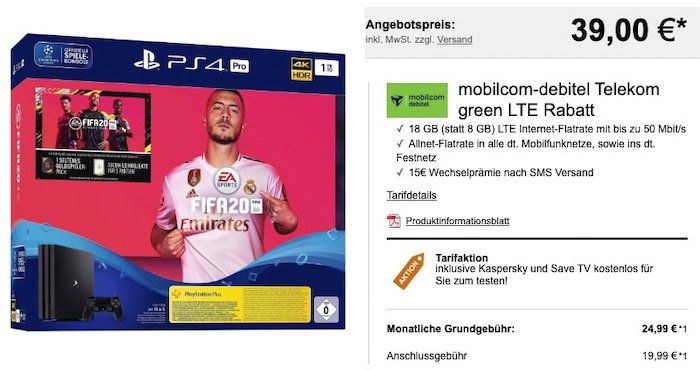 🔥 Telekom Flat mit 18GB LTE (50 Mbit) für 24,99€ mtl. + Switch (2019) für 4,99€ oder PS4 Pro inkl. Fifa 20 für 39€