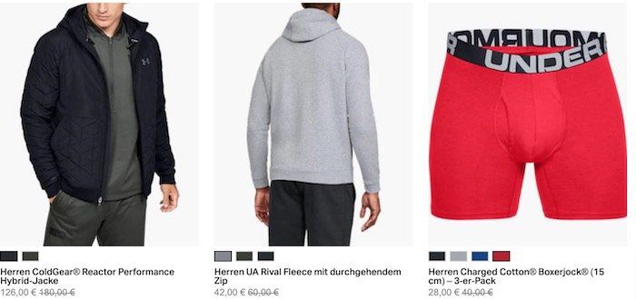 Under Armour mit 30% Rabatt zur Black Week auf ALLES + keine VSK