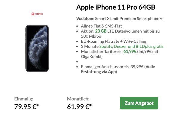 Vorbei! Preisboerse24 Black Deals   z.B. iPhone 11 + Powerbank nur 1€ + Vodafone Flat 20GB LTE für 41,99€ mtl.