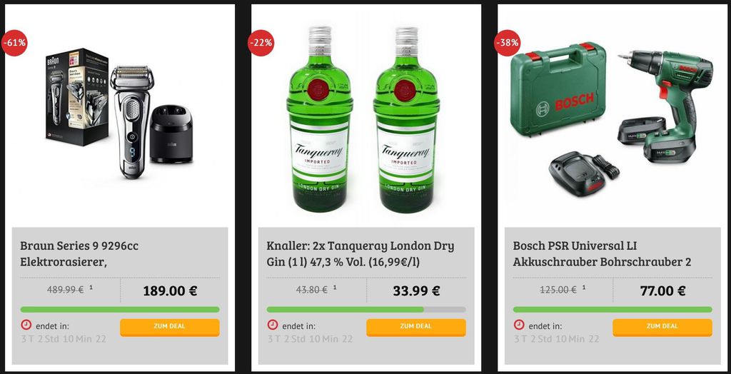 Black Deals DealClub: z.B.Braun Series 9 Rasierer für 189€ (statt 220€), 2x Gin für 33,99€ (statt 40€) uvm.