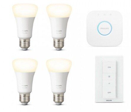 Philips Hue White E27 Bluetooth Starter Kit mit 4 Leuchtmitteln für 64,95€ (statt 105€)