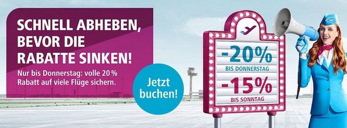 Sparen bei Eurowings mit 20% Rabatt auf viele Flüge   z.B. Köln nach Sylt für 59,99€