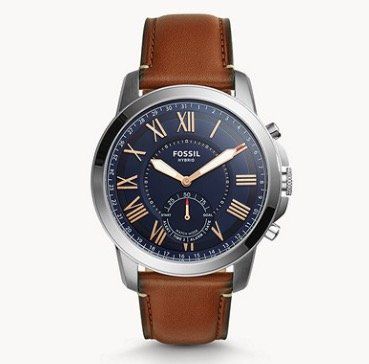 Fossil Grant Herren Hybrid Smartwatch mit Leder Armband für 85€ (statt 153€)