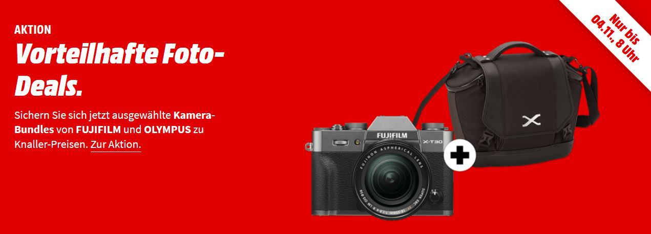 FUJIFILM X T30 Systemkamera 26MP für 1.111€ (statt 1.190€) + 80 Media Markt Coupon u. OLYMPUS PEN E PL8 + 2 Objektive für 399€ (statt 659€)
