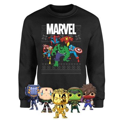 Marvel Christmas Sweatshirt inkl. 5 Funko Pops für 28,48€ (statt 67€)