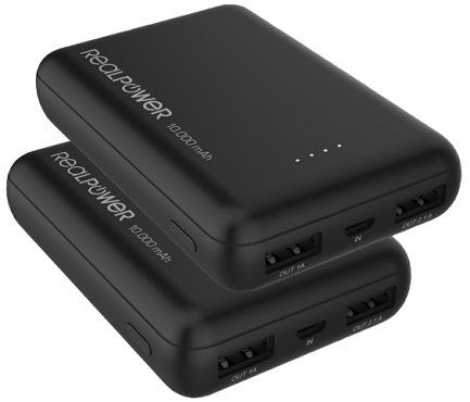 REALPOWER PWR SET 20000 Powerbank Doppel mit 2x 10.000 mAh (37Wh) für 19€ (statt 49€)