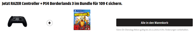 RAZER Raiju Controller Tournament Edition 2019 + Borderlands 3 (PS4) für 109€ (statt 146€)