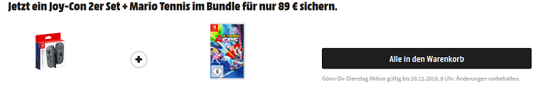 Joy Con 2er Set + Mario Tennis Aces (Nintendo Switch) für 89€ (statt 106€)