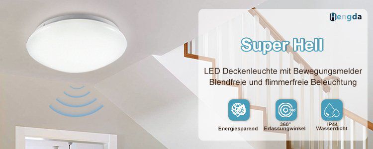 30% auf Wolketon LED Deckenleuchten   z.B. 12W LED Deckenleuchte mit Bewegungsmelder für 14,94€ (statt 23€)