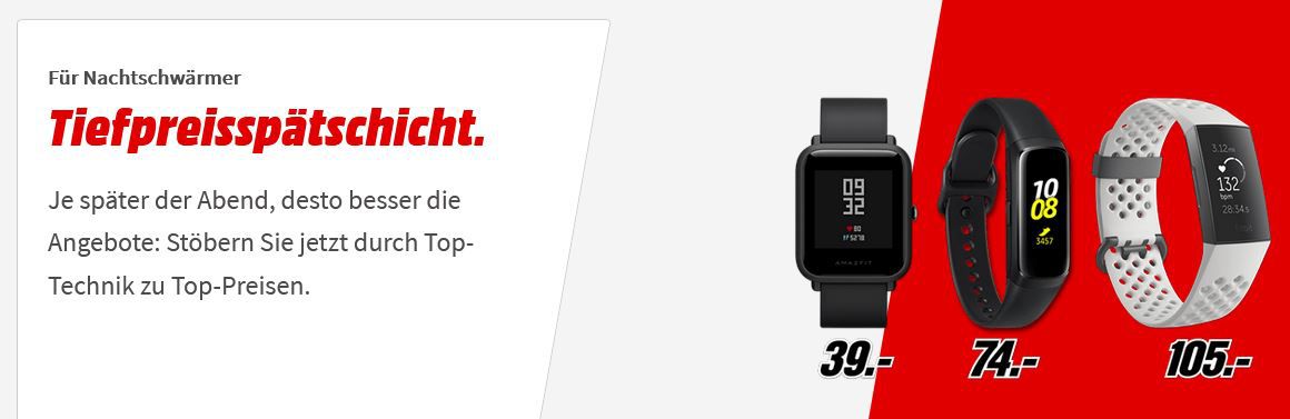 Media Markt Smartwatches und Tracker Nacht: z.B. AMAZFIT GTR für 119€ (statt 139€)