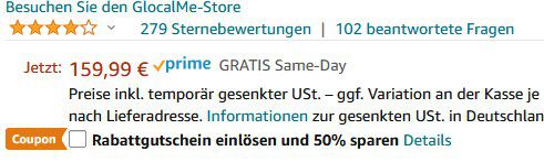 GlocalMe G3   mobiler LTE Hotspot & 1,1GB gratis für ~130 Länder + 8GB für EU für 78,99€ (statt 160€)