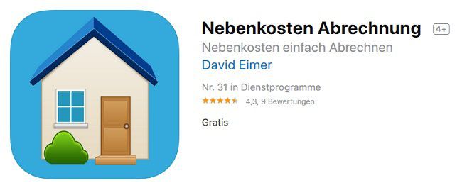 iOS: Nebenkosten Abrechnung kostenlos (statt 8€)