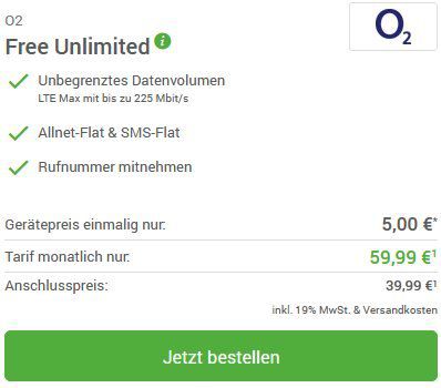 iPhone 11 Pro 64GB für 4,95€ + o2 Allnet Flat mit unendlich LTE Datenvolumen für 59,99€ mtl.