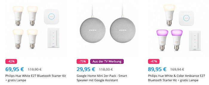 Philips Hue White E27 Bluetooth Starter Kit + Google Nest Hub für 124€ (statt 171€)   viele weitere Deals!