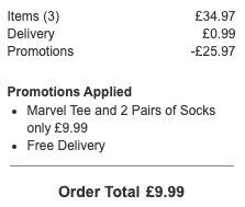 2 Paar Marvel Socken + T Shirt für 11,81€ (statt 28€)