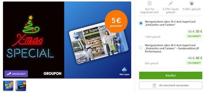 Über Groupon bei ARAL mehr als 10% möglich   z.B. beim Tanken mit ARAL Supercard