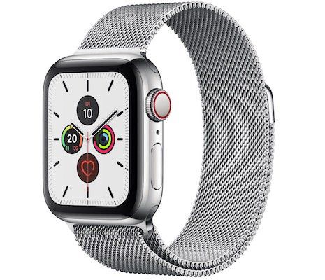 Ausverkauft! Apple Watch Series 5 (GPS + Cellular, 44 mm) mit Edelstahlgehäuse + Milanaise Armband für 579€ (statt 799€)