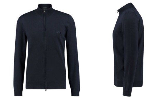 BOSS Herren Strickjacke Balonso L aus Schurwolle in Dunkelblau ab 105,41€ (statt 170€)