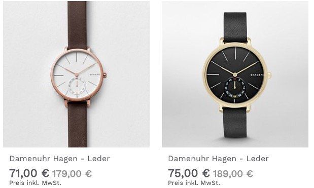 Skagen Hagen Damenuhr in 2 Ausführungen für 71€ bzw. 75€