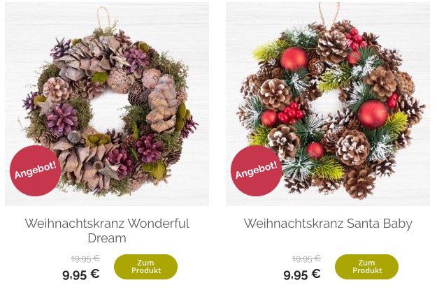 Weihnachtskränze für je 9,95€ zzgl. VSK