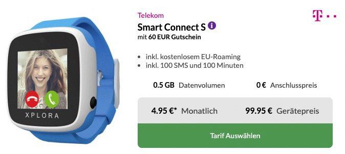 Xplora Go Kids Smartwatch für 99,95€ + gratis 60€ Amazon Gutschein + kleiner Telekom Tarif mit 500MB LTE für 4,95€ mtl.