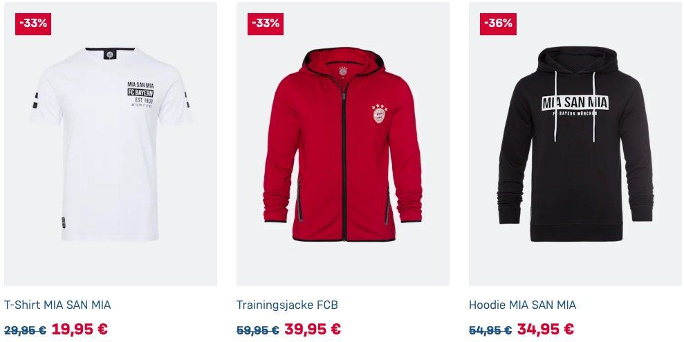 FC Bayern Shop mit bis zu 60% Rabatt im Sale   z.B. Trainingsjacke für 39,95€ (statt 70€)