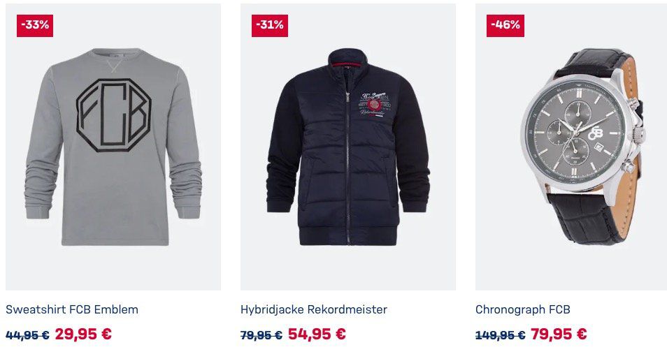 FC Bayern Shop mit bis zu 60% Rabatt im Sale   z.B. Trainingsjacke für 39,95€ (statt 70€)