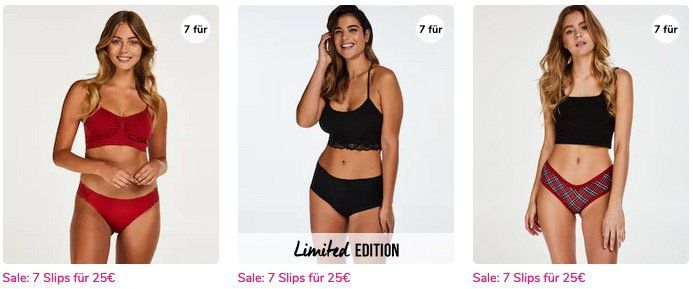 7 Schlüpper bei Hunkemöller ab 20€ oder inkl. Versand 24,95€