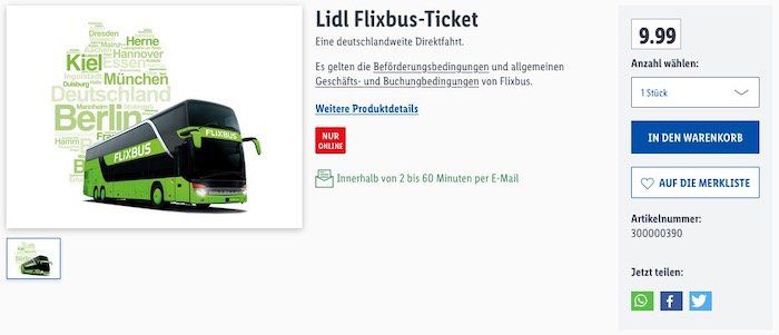 Maximal 3 Stück: Flixbus Deutschland Fahrt als Einzelticket für 9,99€