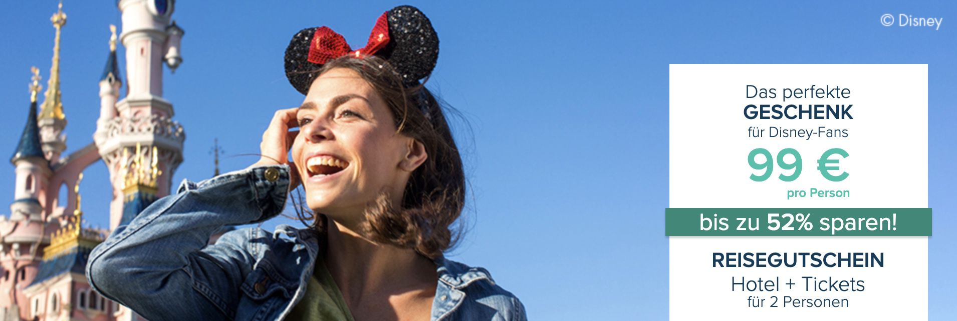 Last Minute Geschenkidee: Gutschein für Disneyland Paris inkl. 4* Hotel mit Frühstück für 99€ p.P.