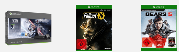 XBOX ONE X 1TB Konsole + Star Wars Jedi: Fallen Order + Gears 5 + Fallout 76 für 334,98€ (statt 377€)