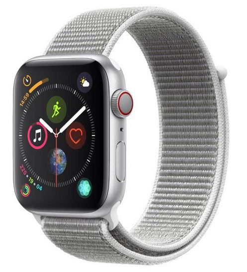Apple Watch Series 4 (GPS + Cellular) 44mm Aluminium in Silber Sportband für 380,97€ (statt 497€)