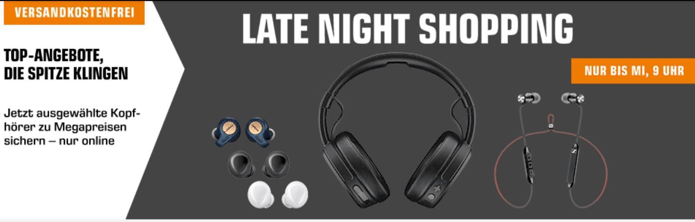 Saturn Late Kopfhörer Night: z.B SKULLCANDY CRUSHER Wireless Over ear Kopfhörer für 99€ (statt 120€)