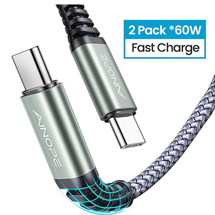 Abgelaufen! AINOPE 2 Meter USB C auf USB C Fast Charge Kabel DOPPELPACK für 4,05€ (statt 9€)   prime