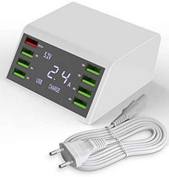 60W/12A QC 3.0 USB Ladestation mit 8 Ports & LCD für 17,75€ (statt 30€)