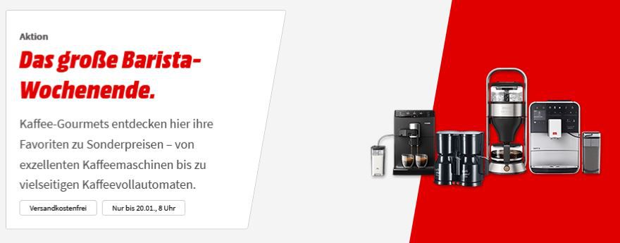 Media Markt Barista Aktion: z.B. Philips 3000 Serie Kaffeevollautomat für 289€ (statt 325€)