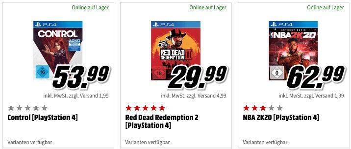 Media Markt: 3 Konsolen  oder PC Games für 49€   oder neuere Spiele 3 für 79€