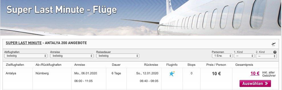 Türkei: Super Lastminute Flüge von Nürnberg nach Antalya für nur 10€ inkl. 20kg Gepäck