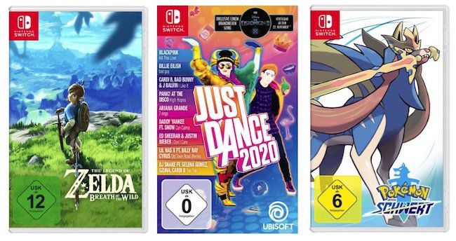 3 Nintendo Switch Spiele für 111€ – z.B. Legend of Zelda + Just Dance 2020 + Pokémon Schwert (statt 139€)