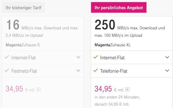 Bis morgen: MagentaZuhause Bestandskunden kostenlos auf XL (250 Mbit/s) zu gleichen Konditionen upgraden