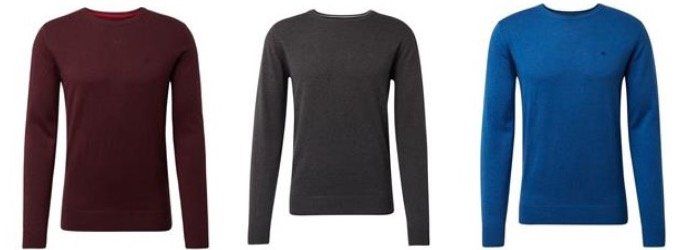 3er Pack Tom Tailor Strickpullover mit Rundhals in verschiedenen Farben für 49,90€ (statt 90€)   25% auf alles im Sale