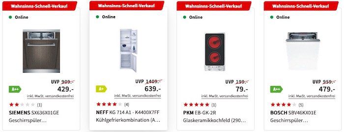 MediaMarkt: 50% Rabatt auf über 100 Einbaugeräte   z.B. Gorenje Geschirrspüler für 295€ (statt 340€)